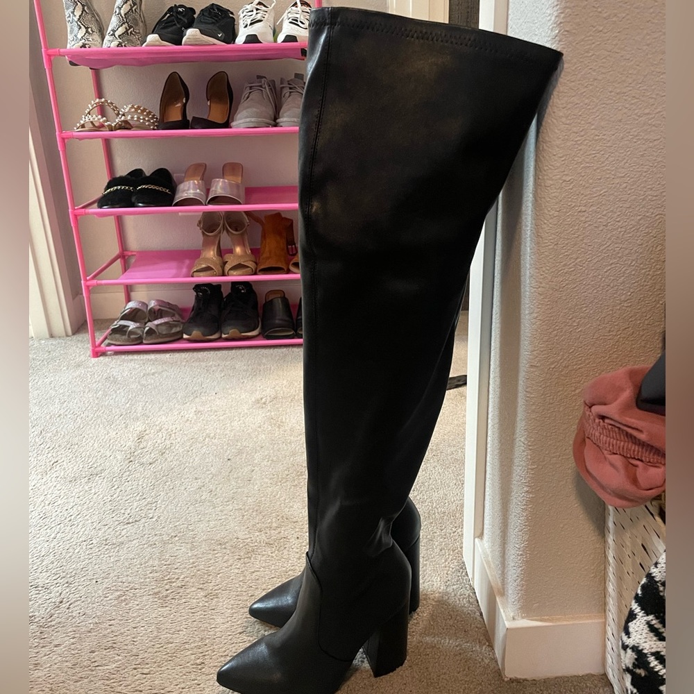 Thigh High Pretty Little Thing Black Boots Size 7